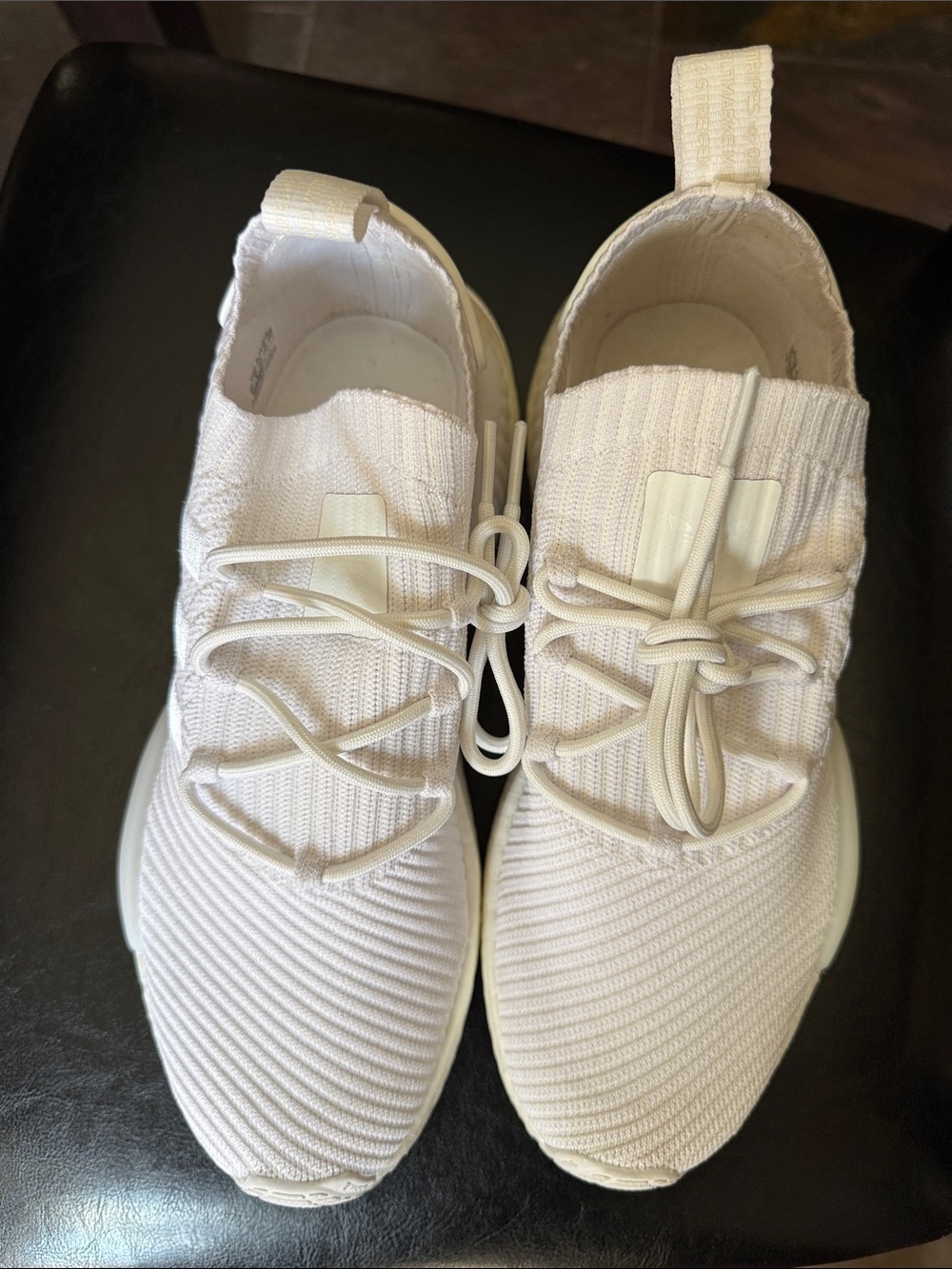 adidas‎ White/Cream Knit Slip-On Trainers with Rope Laces